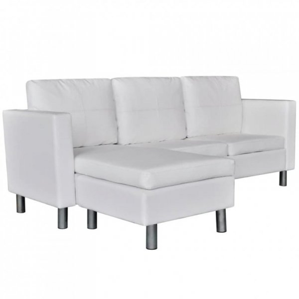 Sofa 3-osobowa, skóra syntetyczna, biała