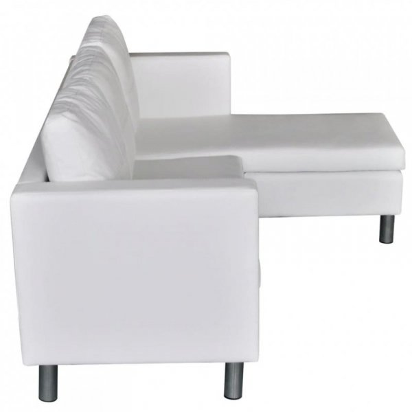 Sofa 3-osobowa, skóra syntetyczna, biała