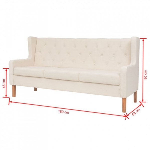Sofa 3-osobowa, materiałowa, kremowa