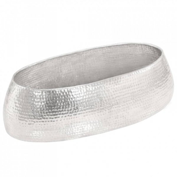 Stolik do kawy z młotkowanego aluminium, 100x50x28 cm, srebrny