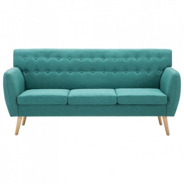 3-osobowa sofa tapicerowana tkaniną, 172x70x82 cm, zielona
