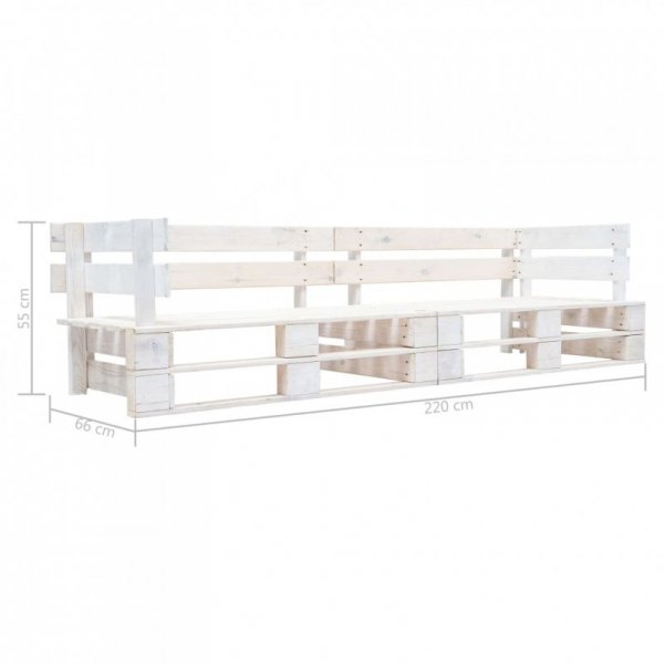 Ogrodowa sofa 2-osobowa z palet, biała, drewno