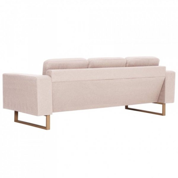 Sofa 3-osobowa, tapicerowana tkaniną, kremowa