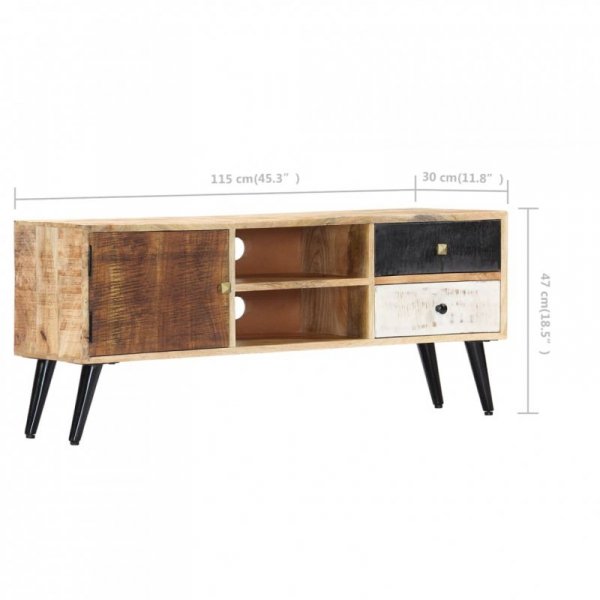 Szafka pod TV, 115 x 30 x 47 cm, lite drewno mango