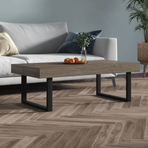 Stolik kawowy, szaro-czarny, 120x60x40 cm, MDF i żelazo