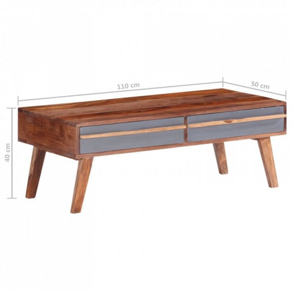 Stolik kawowy, szary, 110x50x40 cm, lite drewno