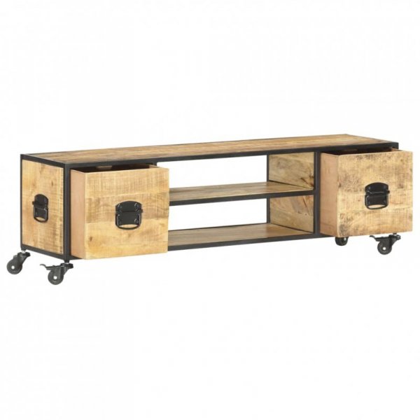 Szafka pod TV, 130 x 30 x 39 cm, lite drewno mango