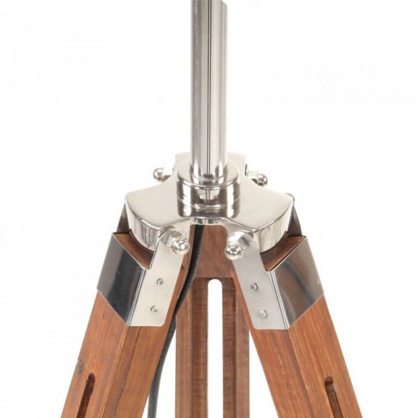 Lampa podłogowa na trójnogu, brązowo-czarna, tek, 141 cm