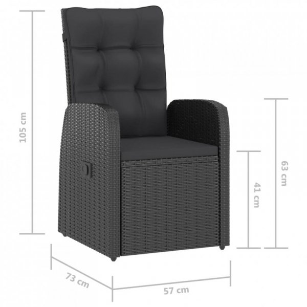 11-cz. zestaw mebli ogrodowych z poduszkami, rattan PE, czarny