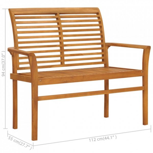 Ławka ogrodowa z poduszką taupe, 112 cm, lite drewno tekowe
