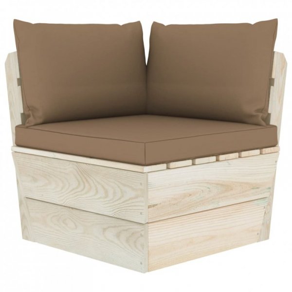 Ogrodowa sofa 2-osobowa z palet, z poduszkami, drewno świerkowe