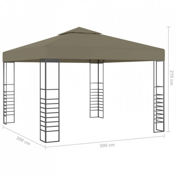 Altana ze sznurem lampekLED, 3x3 m, taupe