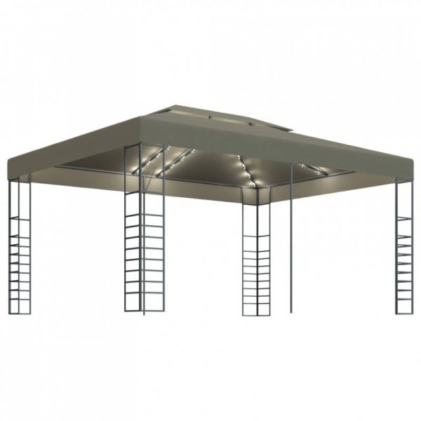 Altana ze sznurem lampek LED, 3x4 m, kolor taupe