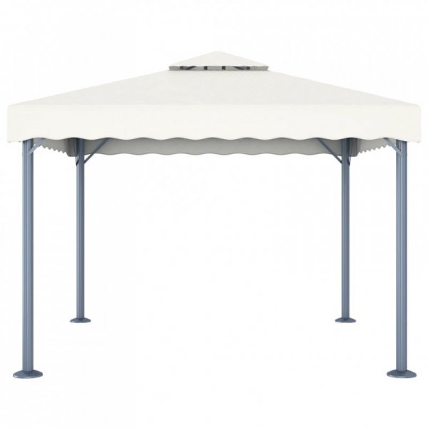 Altana ze sznurem lampek LED, 300x300 cm, kremowa, aluminium