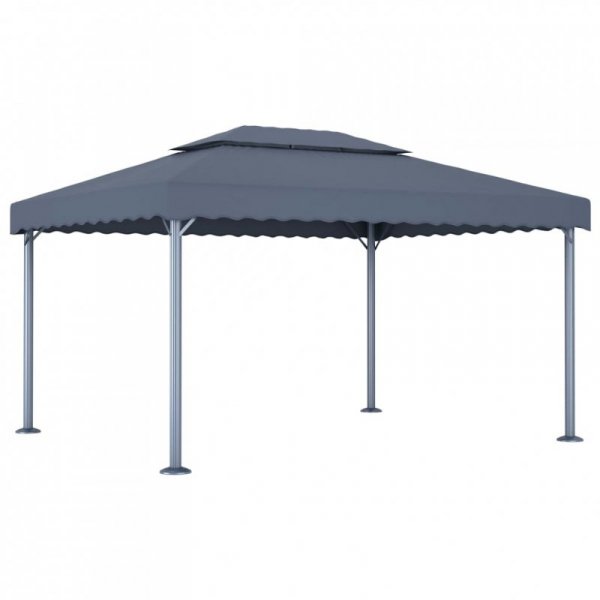 Altana ze sznurem lampek LED, 400x300 cm, antracyt, aluminium