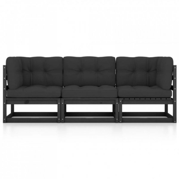 3-osobowa sofa ogrodowa z poduszkami, lite drewno sosnowe