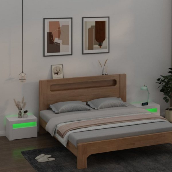 Szafki nocne z LED, 2 szt., białe, 60x35x40 cm