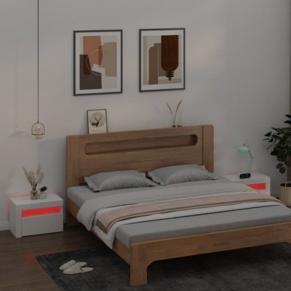Szafki nocne z LED, 2 szt., białe, 60x35x40 cm