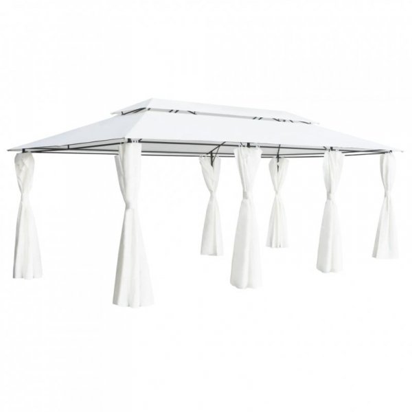 Altana z zasłonami, 600x298x270 cm, biała, 180 g/m²