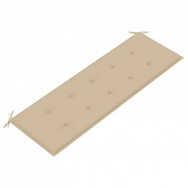 Ławka Batavia z beżową poduszką, 150 cm, lite drewno tekowe