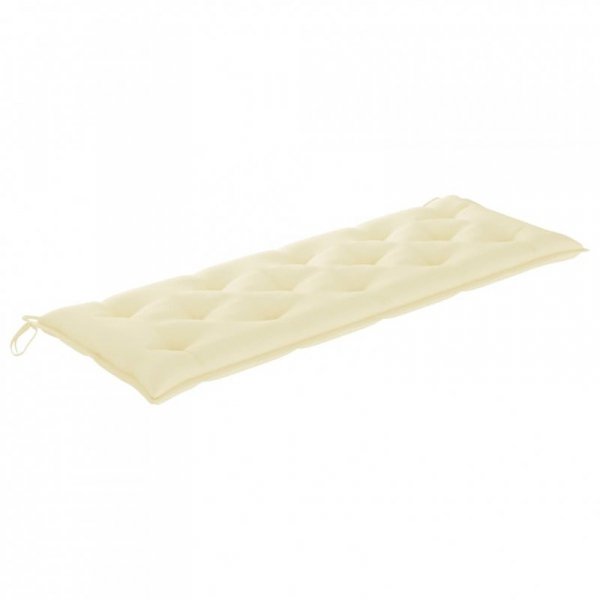 Ławka Batavia z kremowa poduszką, 150 cm, lite drewno tekowe