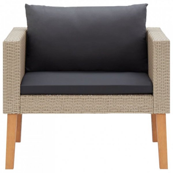 Pojedyncza sofa ogrodowa z poduszkami, rattan PE, beż