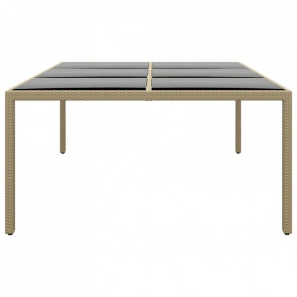 Stół ogrodowy, 200x150x75 cm, szkło i rattan PE, beżowy