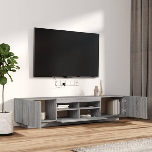 Zestaw 2 szafek TV z oświetleniem LED, szary dąb sonoma