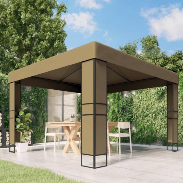 Altana z podwójnym dachem, 3x3x2,7 m, taupe, 180 g/m²