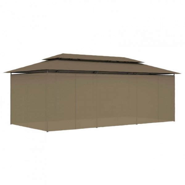 Altana z zasłonami, 600x298x270 cm, kolor taupe, 180 g/m²