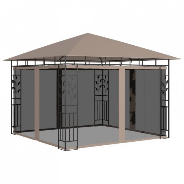 Altana ogrodowa z moskitierą, 3x3x2,73 m, kolor taupe, 180 g/m²