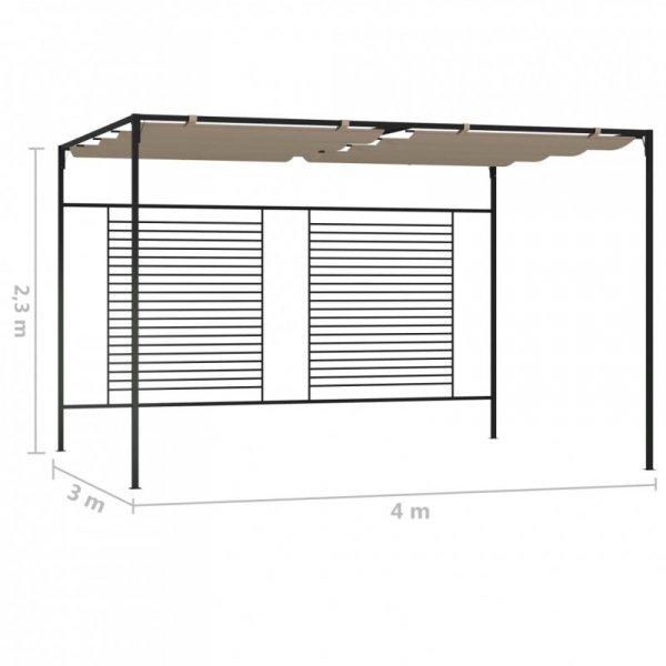 Altana ogrodowa ze zwijanym dachem, 3x4x2,3 m, taupe, 180 g/m²