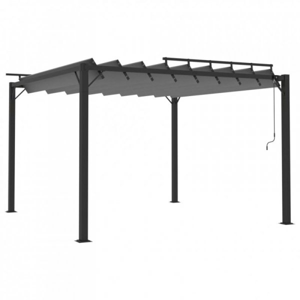 Altana z żaluzjowym dachem 3x3 m, antracyt, tkanina i aluminium