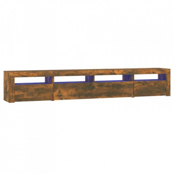 Szafka pod TV z oświetleniem LED, przydymiony dąb, 240x35x40 cm