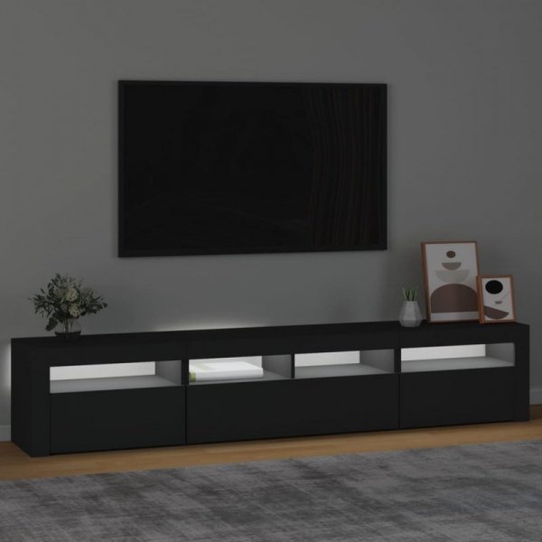 Szafka pod TV z oświetleniem LED, czarna, 210x35x40 cm