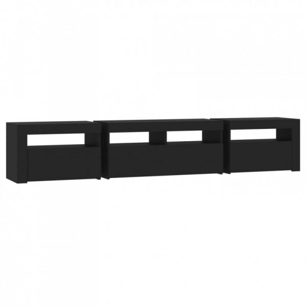 Szafka pod TV z oświetleniem LED, czarna, 210x35x40 cm