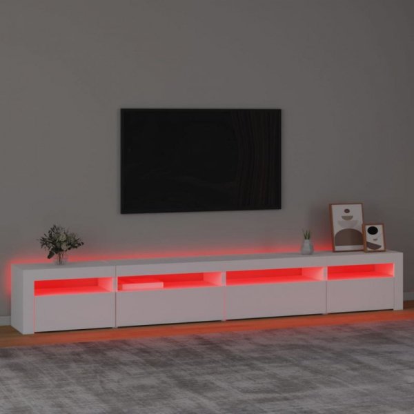 Szafka pod TV z oświetleniem LED, biała, 270x35x40 cm