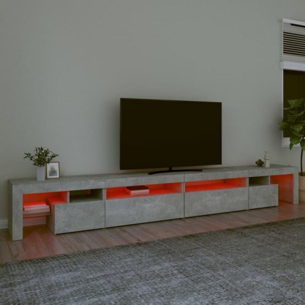 Szafka pod TV z oświetleniem LED, szarość betonu, 290x36,5x40cm