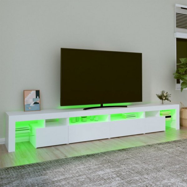 Szafka pod TV z oświetleniem LED, biała, 260x36,5x40 cm