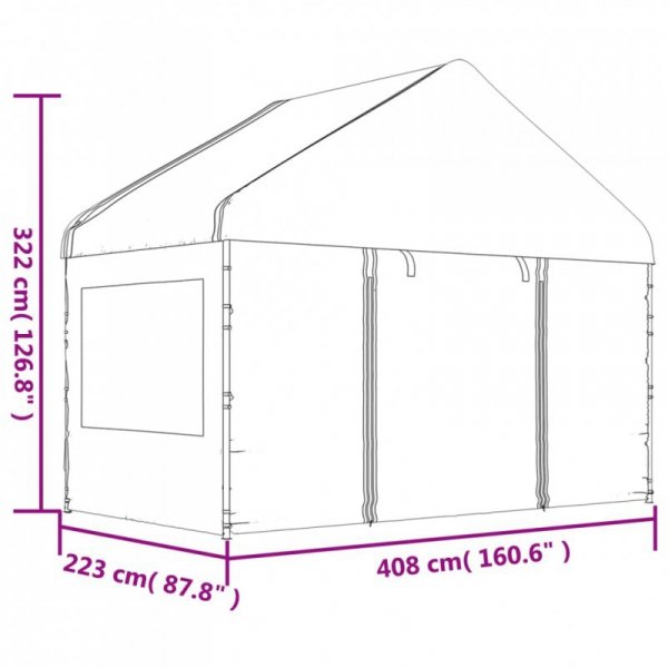 Namiot ogrodowy z dachem, biały, 15,61x4,08x3,22 m, polietylen