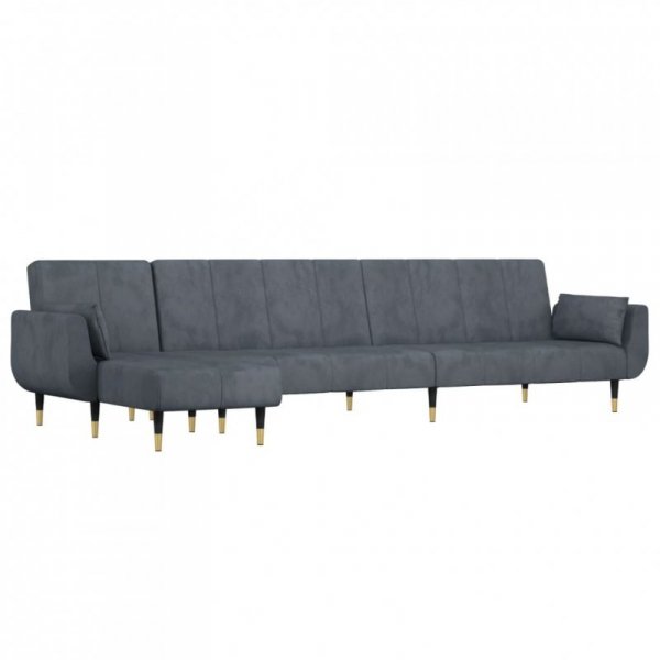 Sofa rozkładana L, ciemnoszara, 275x140x70 cm, aksamit