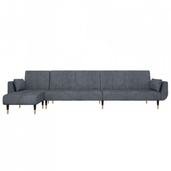 Sofa rozkładana L, ciemnoszara, 275x140x70 cm, aksamit
