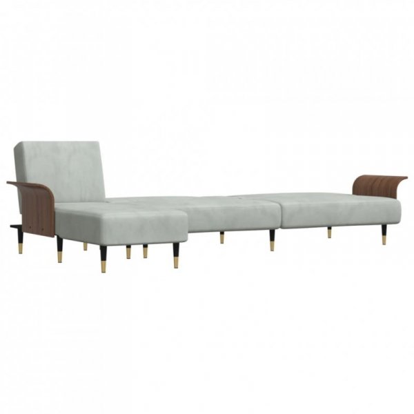 Sofa rozkładana L, jasnoszara, 279x140x70 cm, aksamit