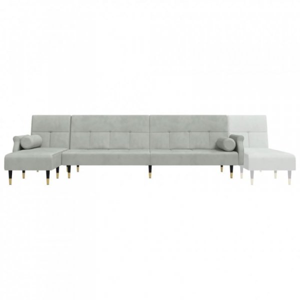 Sofa rozkładana L, jasnoszara, 271x140x70 cm, aksamit