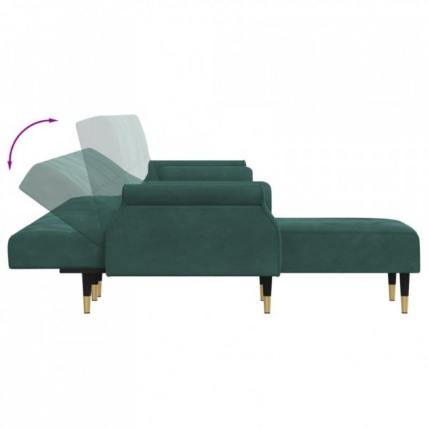 Sofa rozkładana L, ciemnozielona, 271x140x70 cm, aksamit