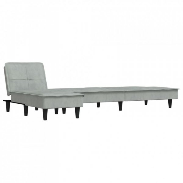Sofa rozkładana L, jasnoszara, 255x140x70 cm, aksamit