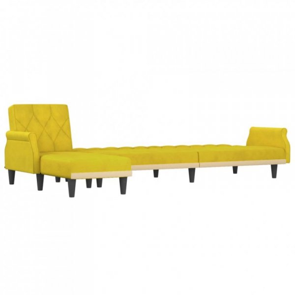 Sofa rozkładana L, żółta, 271x140x70 cm, aksamit