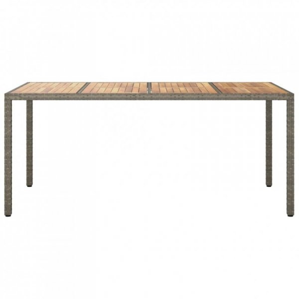 Stół ogrodowy, 190x90x75 cm, rattan PE i drewno akacjowe, szary
