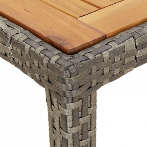 Stół ogrodowy, 190x90x75 cm, rattan PE i drewno akacjowe, szary