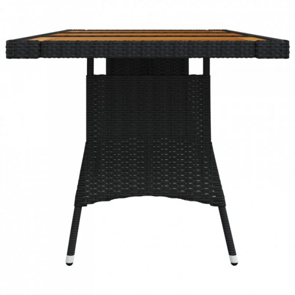 Stół ogrodowy, czarny 160x70x72 cm, rattan PE i drewno akacjowe